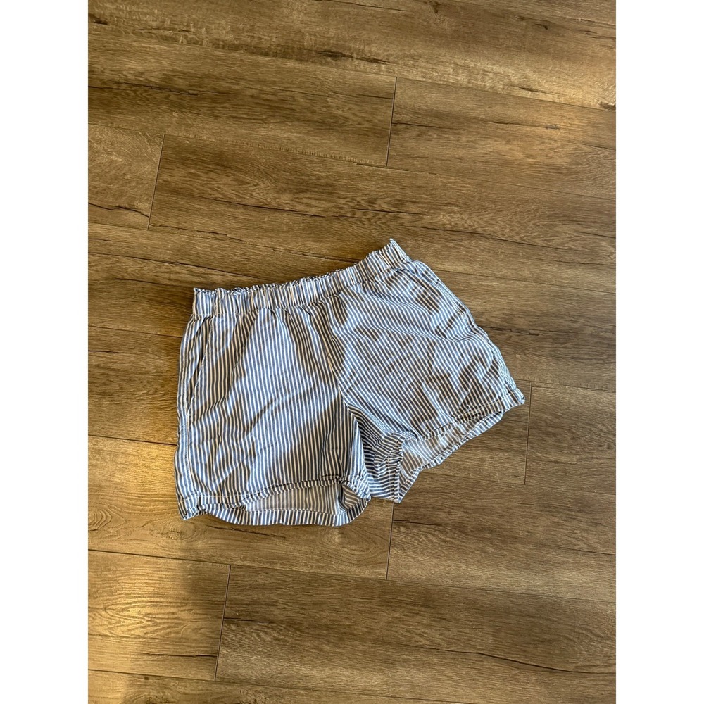Old Navy Womens Blue White Striped High Waisted Elastic Waist Shorts Size M